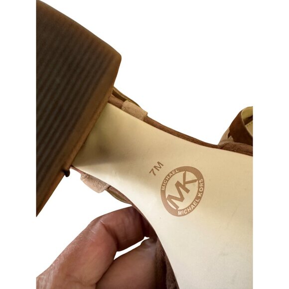 Michael Kors 7M Becky Women's Platform Block High Two Tone Sandals - Picture 13 of 14